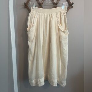 Aritzia Wilfred silk cotton blend boho fairycore midi skirt cream size 4